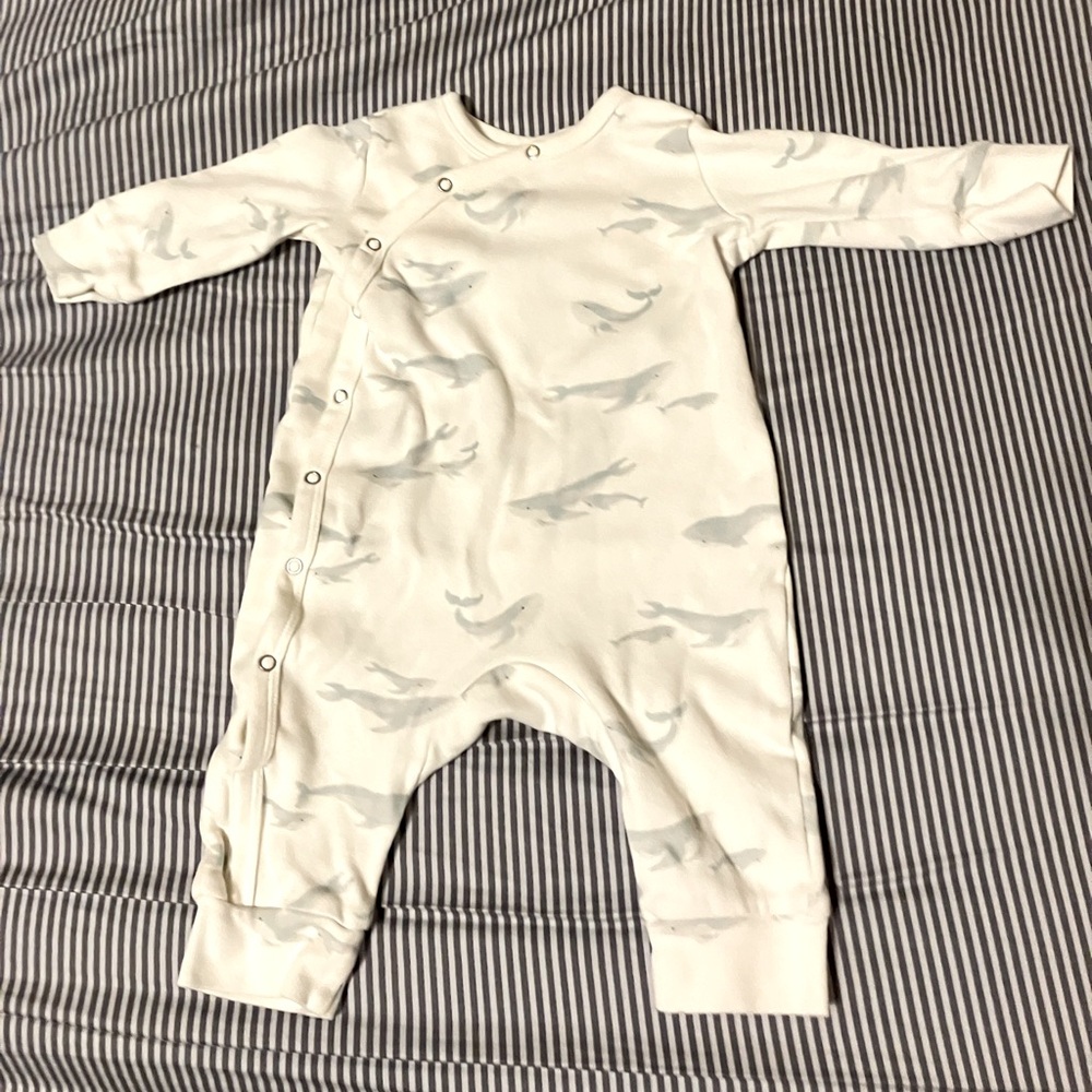 EUC Pehr Organic Cotton Kimono Romper Whale 3-6 months